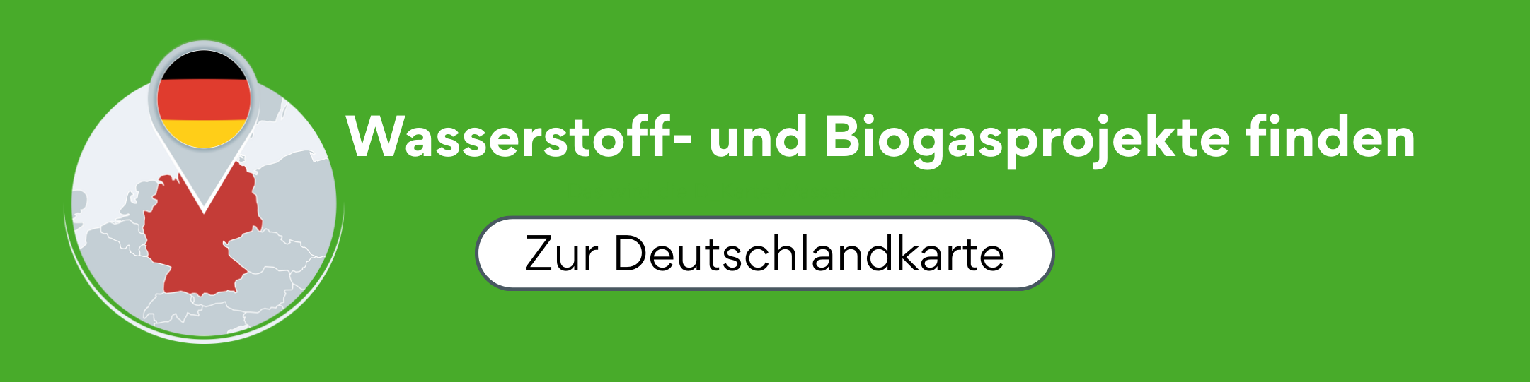 Deutschlandkarte mit Wasserstoff- und Biogasprojekten, Link zur interaktiven Karte